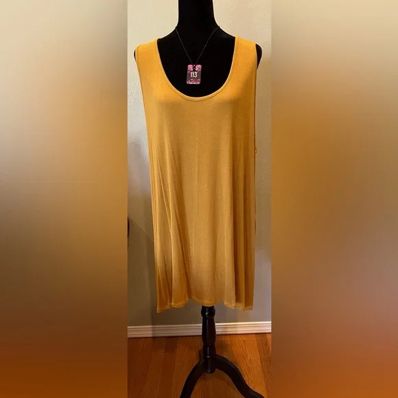 Logo Layers By Lori Goldstein Dresses | Logo Layers By Lori Goldstein Size 3x, Gold Ribbed Tank, Dress, Reon/Spandex | Color: Gold | Size: Xxxl |